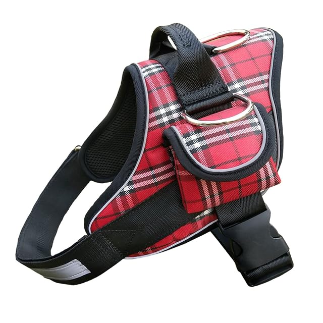 Foto 2 de 2 de VIXDA Arnés táctico Cofre de Entrenamiento para Perros para Perros Plaid Negro Mascotas Grandes Arnés Mediano