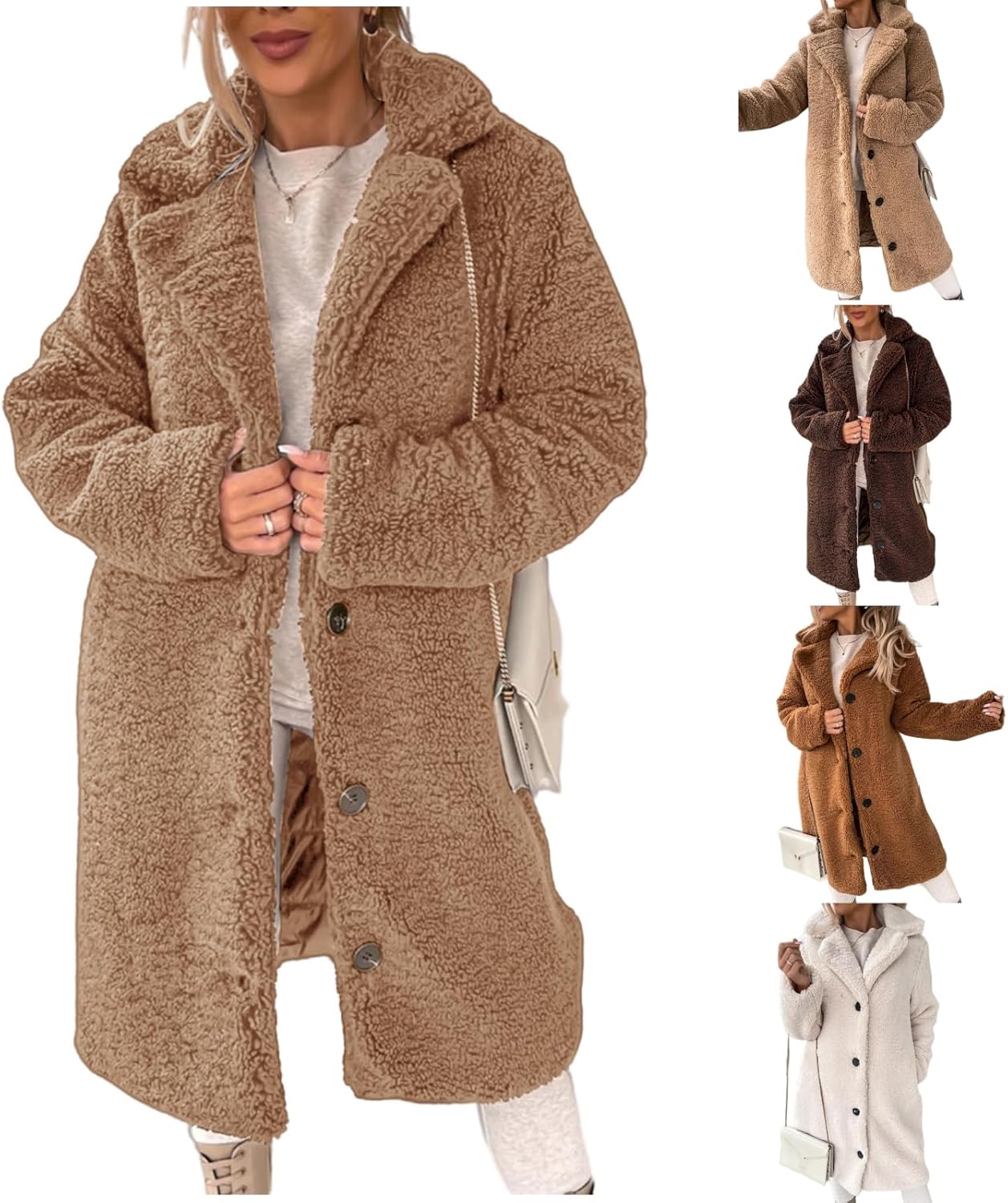 Brown Fleece Fur Coat Women's Dark Brown Faux Fur Long Overcoat