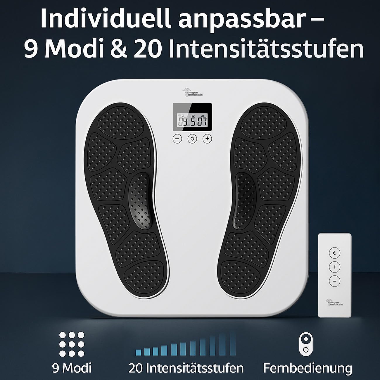 newgen medicals tens device: Stimolatore medico EMS e TENS per la circolazione, EM-285, 9 modalità di applicazione, 20 intensità (massaggiatore piedi EMS, antidolorifico per la schiena, elettrico)