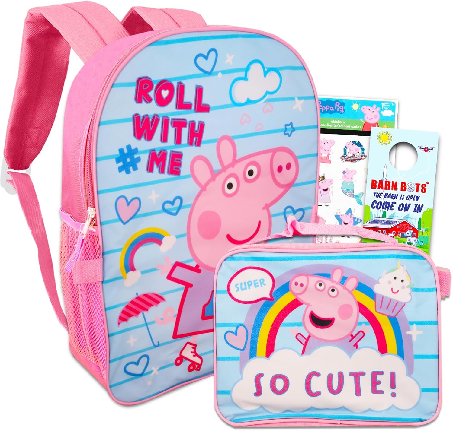 Amazon.com | Peppa Pig Backpack Lunch Box Set For Kids, Toddlers ~ 3 Pc ...