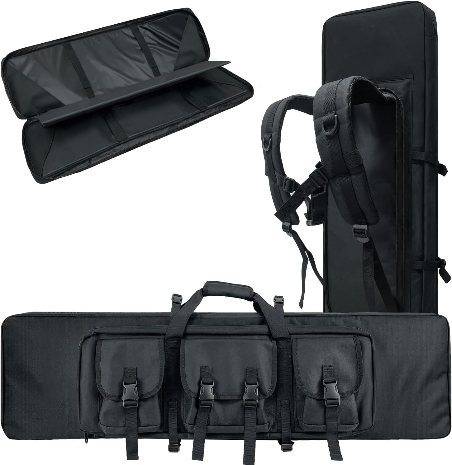 Sutekus Airsoft Gun Storage Case, Double Gun Storage Possible, Double Gun Case, Rifle Case for Airsoft, Nylon, 2-Way, Shoulder Belt Concealable, Large Capacity Storage, Large Zipper, Cushion Included