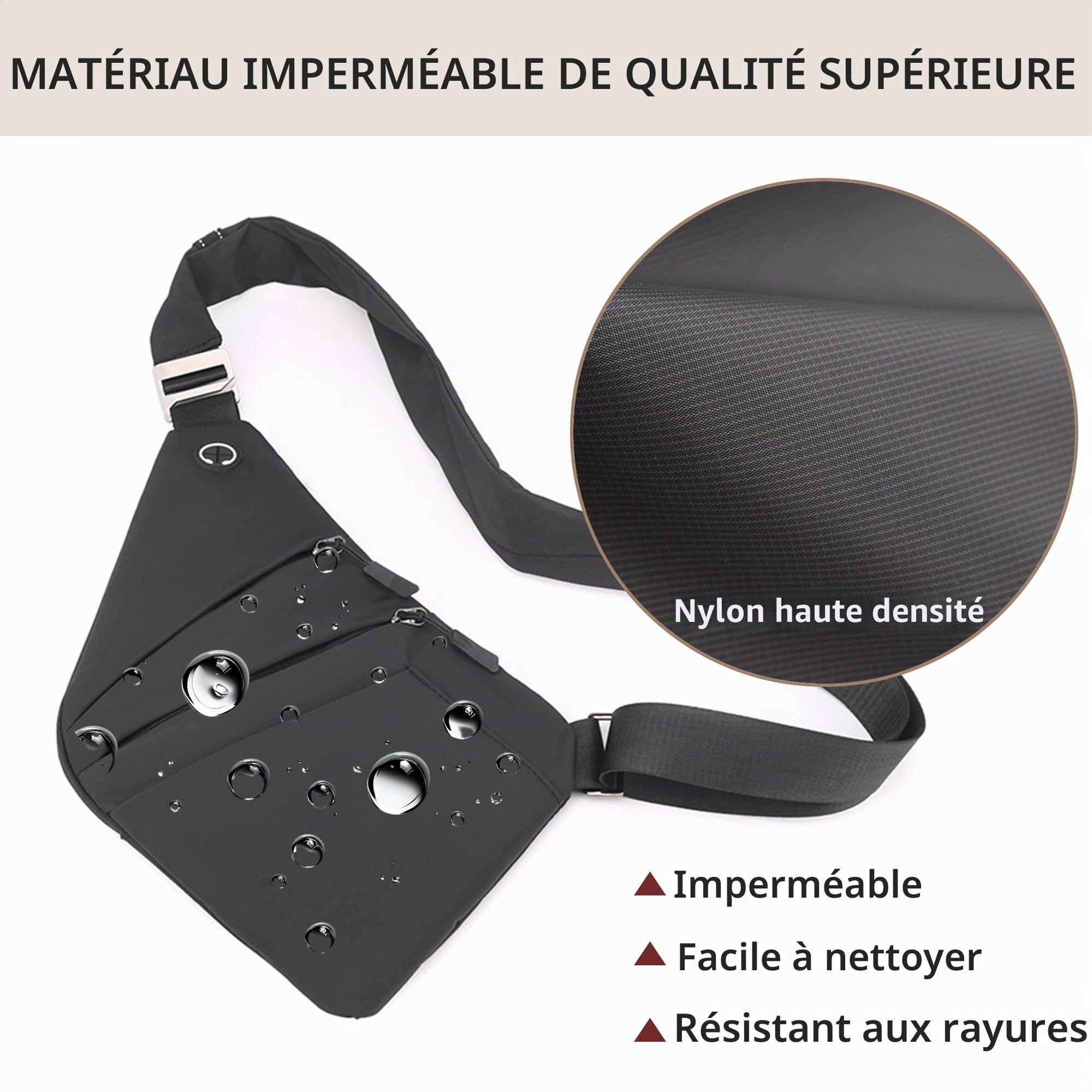 Sac anti-vol multifonction, Sac bandoulière anti-vol avec compartiments multiples étanche sécurisé pour voyage
