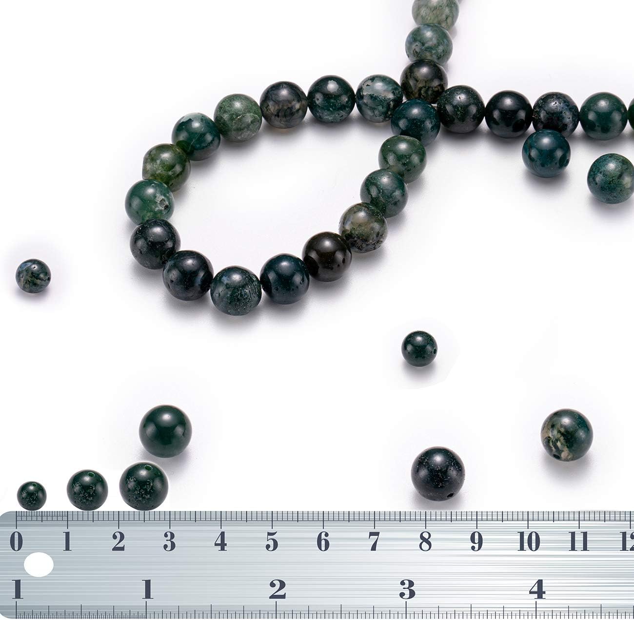 Natural Moss Agate Stone Round Loose Semi Gemstone Beads for Jewelry Making 10MM 38PCS Moss Agate 10mm