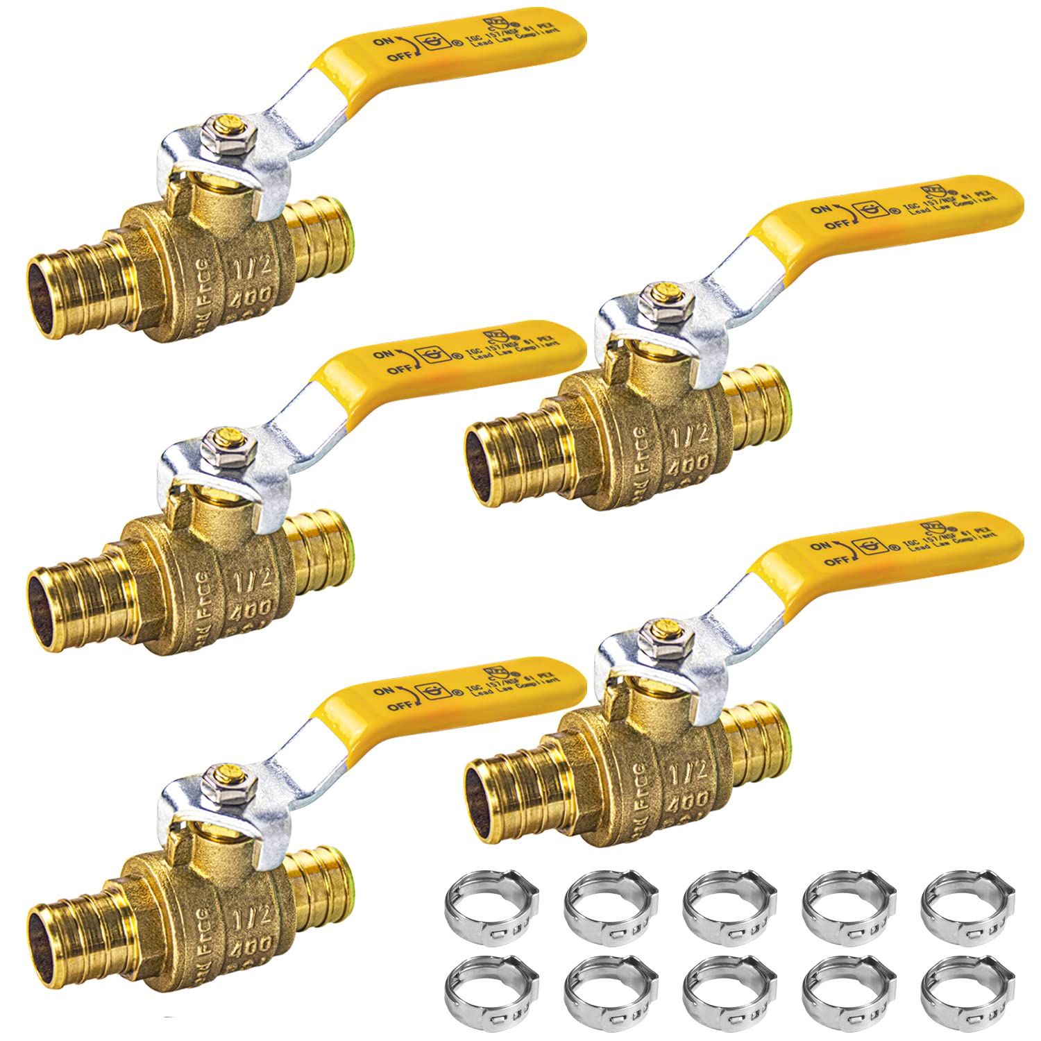 EFIELD 6-Pack 1/2 Inch Pex Brass Full Port Ball Valve – Lead Free Shut-off Valves For Hot & Cold Water - View #7