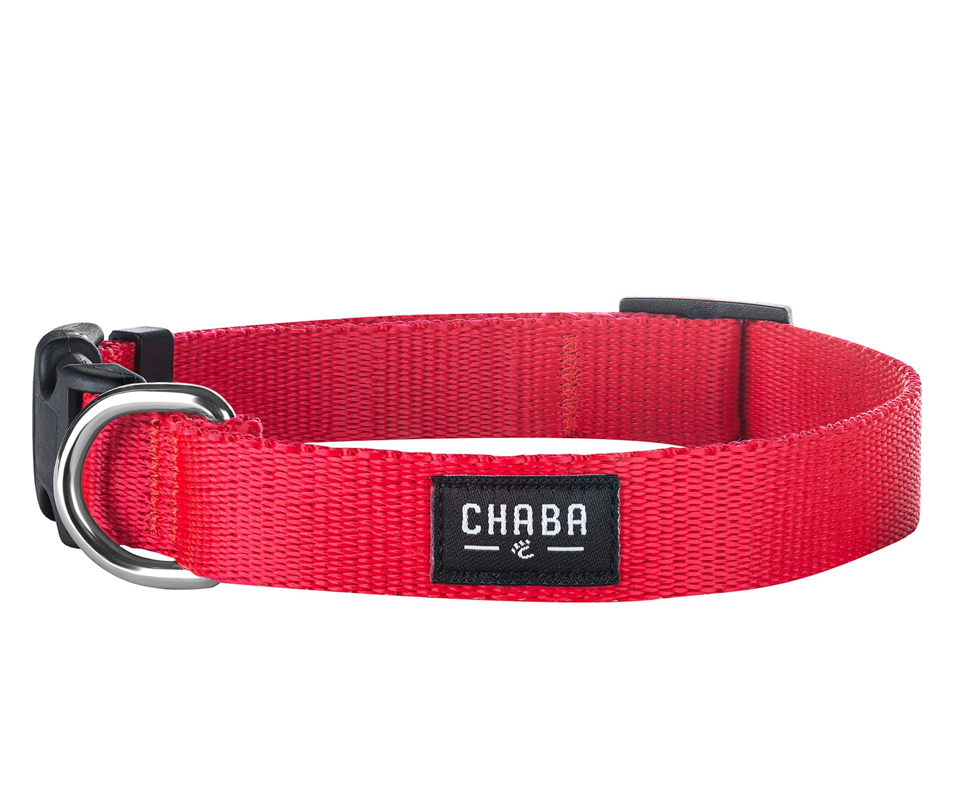 Chaba Obroża dla Średniego Psa | Regulowana 31-53cm | Szerokość 2cm | Materiałowa, Parciana | Lekka | Mocny Zatrzask | NO SHARP | Wytrzymała Taśma | CZERWONA - L