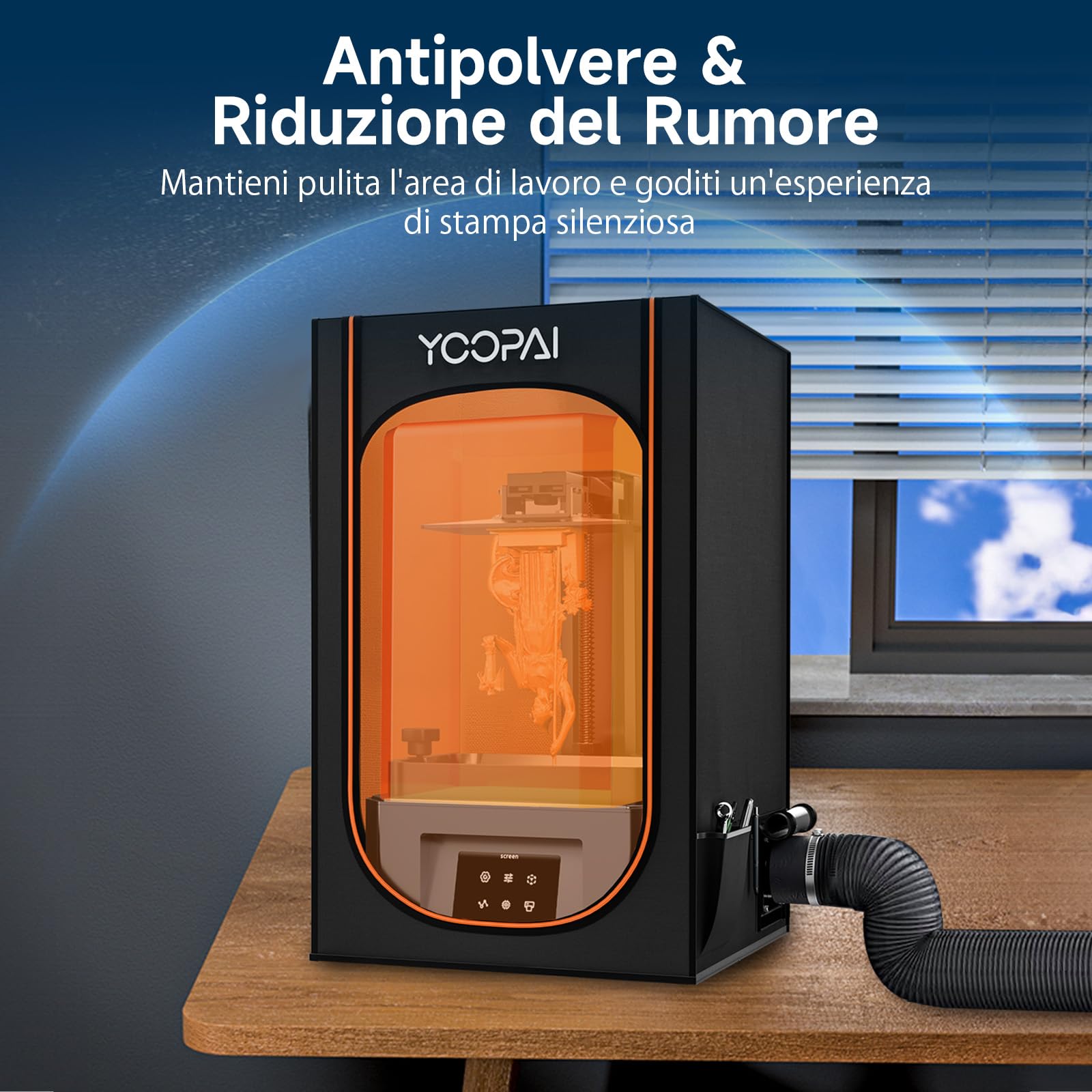 YOOPAI Custodia Stampante 3d Resina con Ventilazione, Copertura Multifunzionale Stampante 3D Eliminare Odori Isolare Rumore Antipolvere per Creality Anycubic Elegoo Serie LCD SLA DLP Stampante 3D