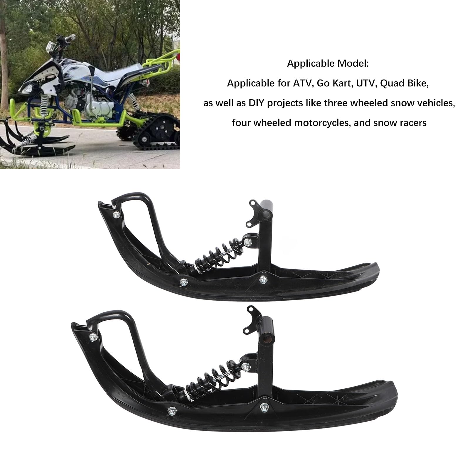 Trineo de Nieve de Invierno para ATV, par de trineos Resistentes y duraderos para Carreras en la Nieve con Agarre Mejorado para ATV, go-Kart, UTV y cuatriciclos en Nieve y Barro