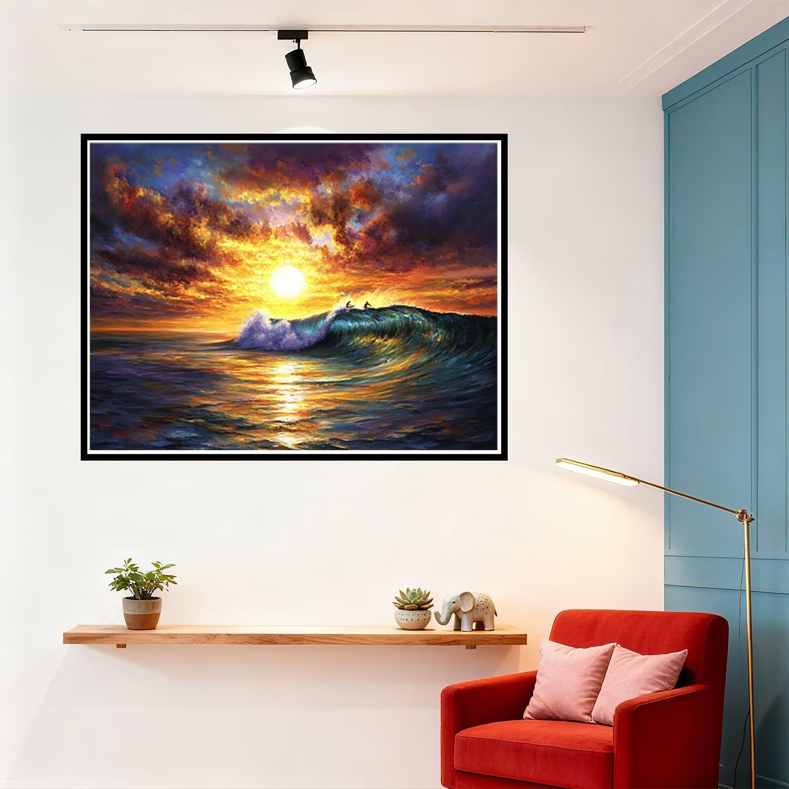 Peinture Numero Adulte Coucher de Soleil Coloriage par Numero Adulte Mer DIY Paint by Numbers, avec Pinceaux Peinture Loisir Creatif Enfant Cadeau Femme, Pour Decoration Maison Murale 90x120cm H - 941