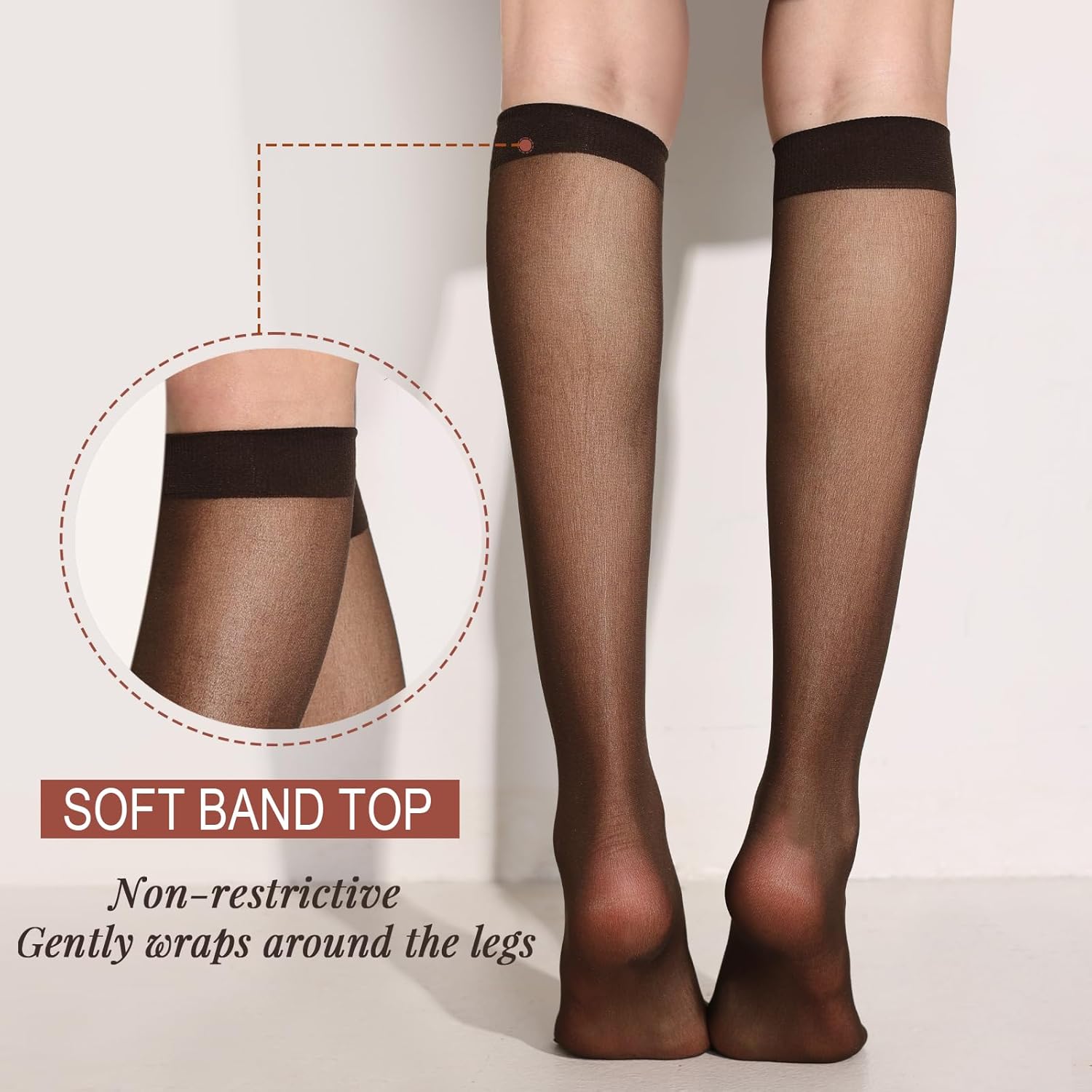 12 Pairs Knee High Stockings for Women, 20 Denier Sheer Nylon Socks for Women - Image 2
