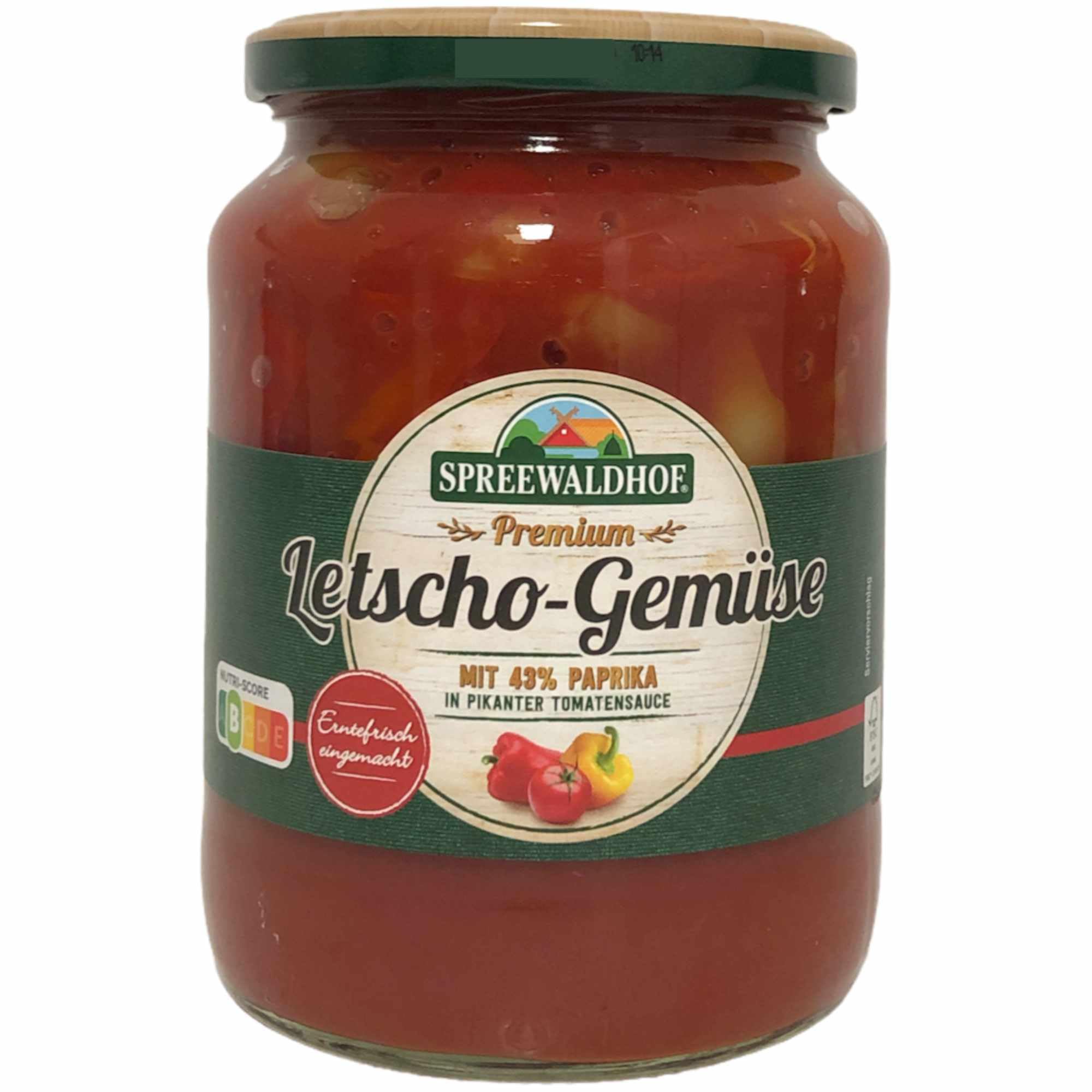 Spreewaldhof Premium Letscho-Gemüse ungarischer Art 6er Pack (6x720ml Glas) + usy Block