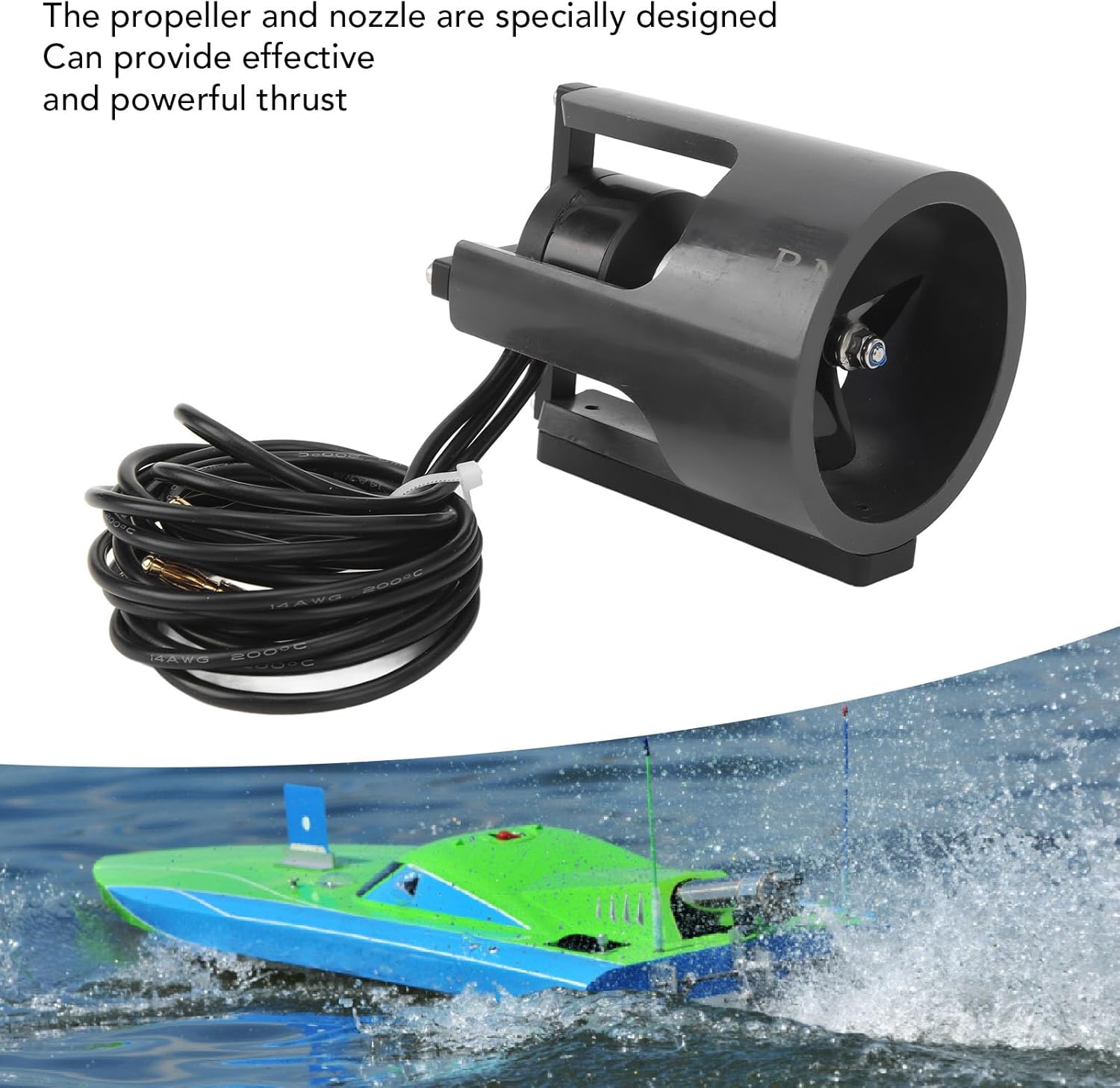 KYO 4T PRO Underwater Thruster, 12 to 25.2V High Performance Brushless Waterproof Motor Underwater Thruster, Fully Sealed Cabin, Electric Kayak Motor Kit for RC Fishing Bait Boat, CW
