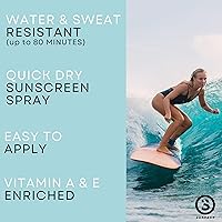 Vista 4 de Protector solar en aerosol Surface Dry Touch, resistente al agua, amplio espectro UVA/UVB, protección de secado rápido, libre de PABA, 6 onzas, SPF