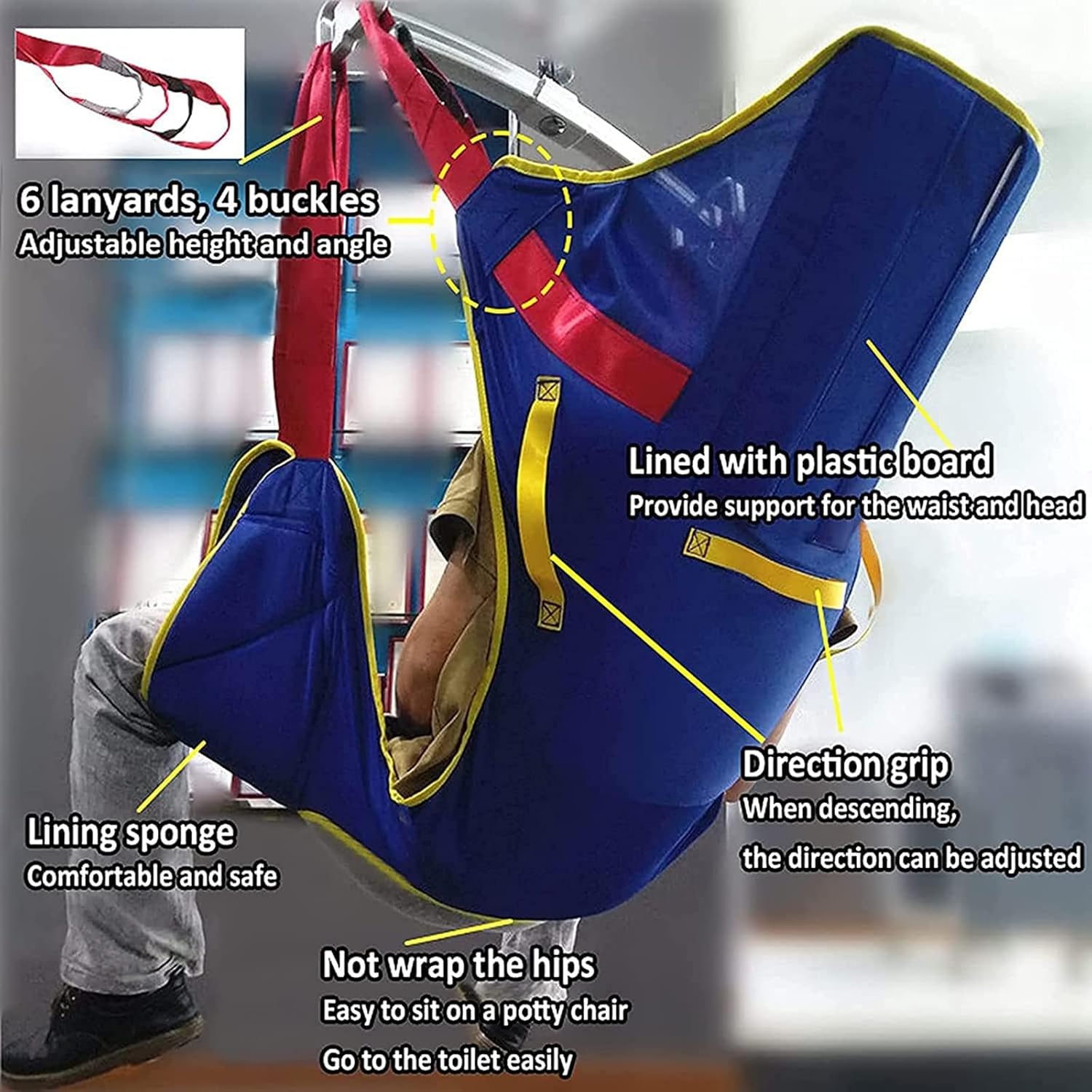 Patient Lift Toileting Sling Large Sling for Shower Home Use Transfer Belt Toileting Sling Walking Standing Aids Carrier Patient Lifter Divided Leg Sling for Nursing, Elderly Large