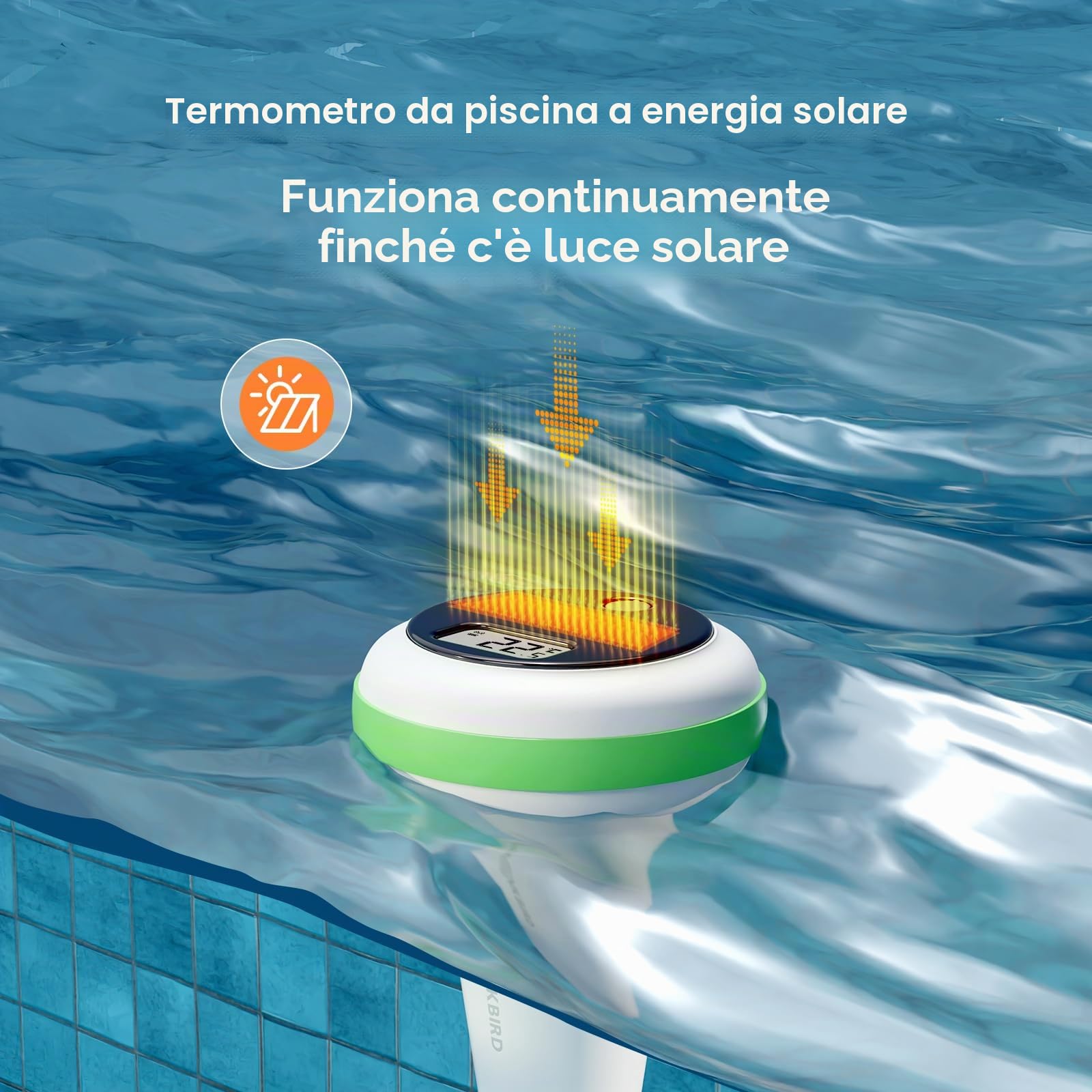 Inkbird Solar Termometro Piscina WiFi, IBS-P03R Termometro Piscina Galleggiante con Gateway IM-03-W, Impermeabile IP68, Esportazione Dati, Controllo App, Monitor Temperatura per Piscine, Spa, Stagni