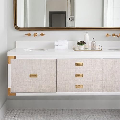 Miniatura 5 de Yancorp Papel tapiz de tela texturizada de 15.7 x 787 pulgadas65.6 pies, papel tapiz autoadhesivo de lino extraíble, color caqui