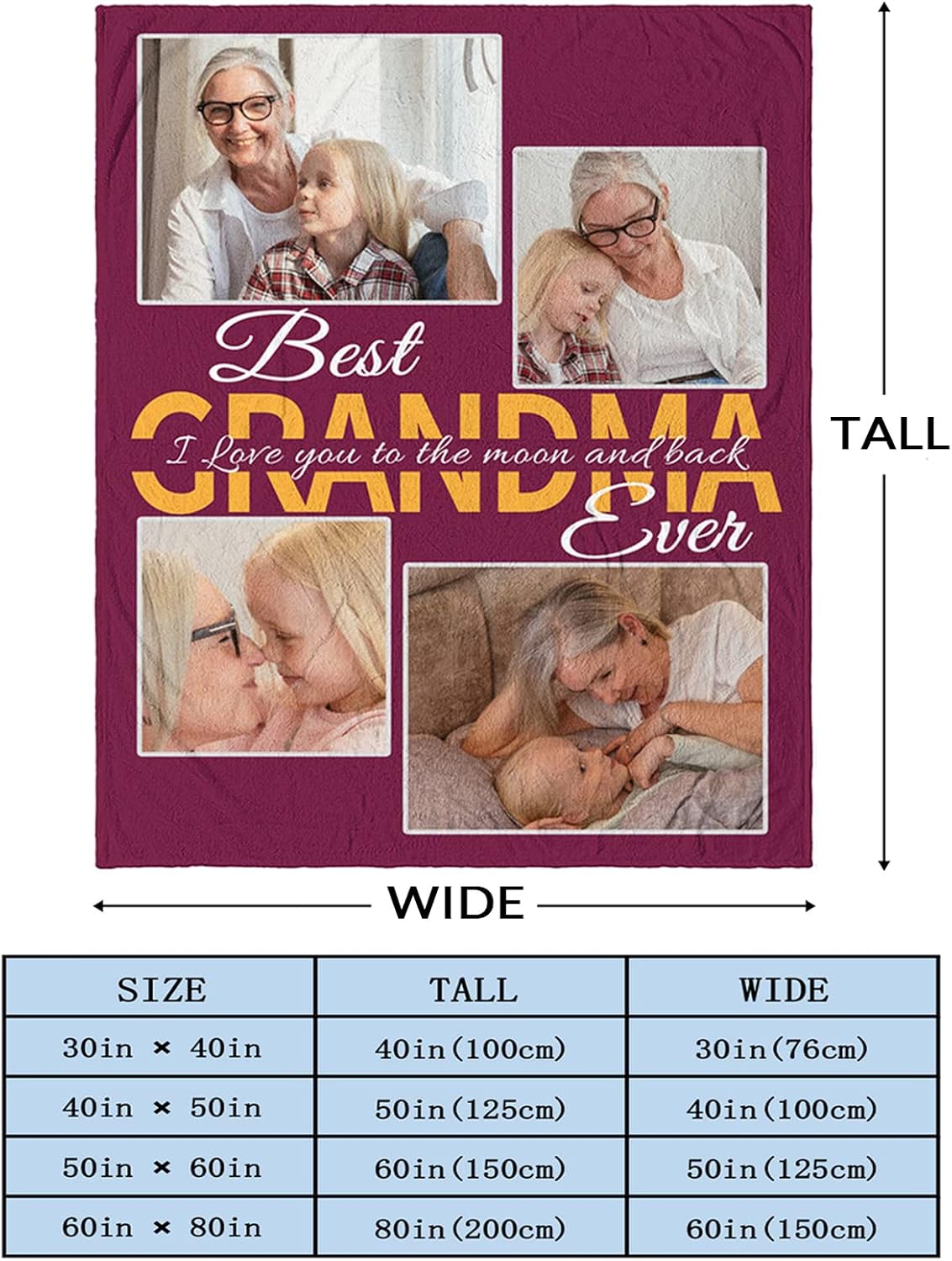 Gift for Grandma, Personalized Grandma Blanket, Mothers Day, Christmas, New Year, Birthday Gifts for Best Grandmother,Customized Blanket for Grandmom, Presents for Nana from Grandchildren - Image 6