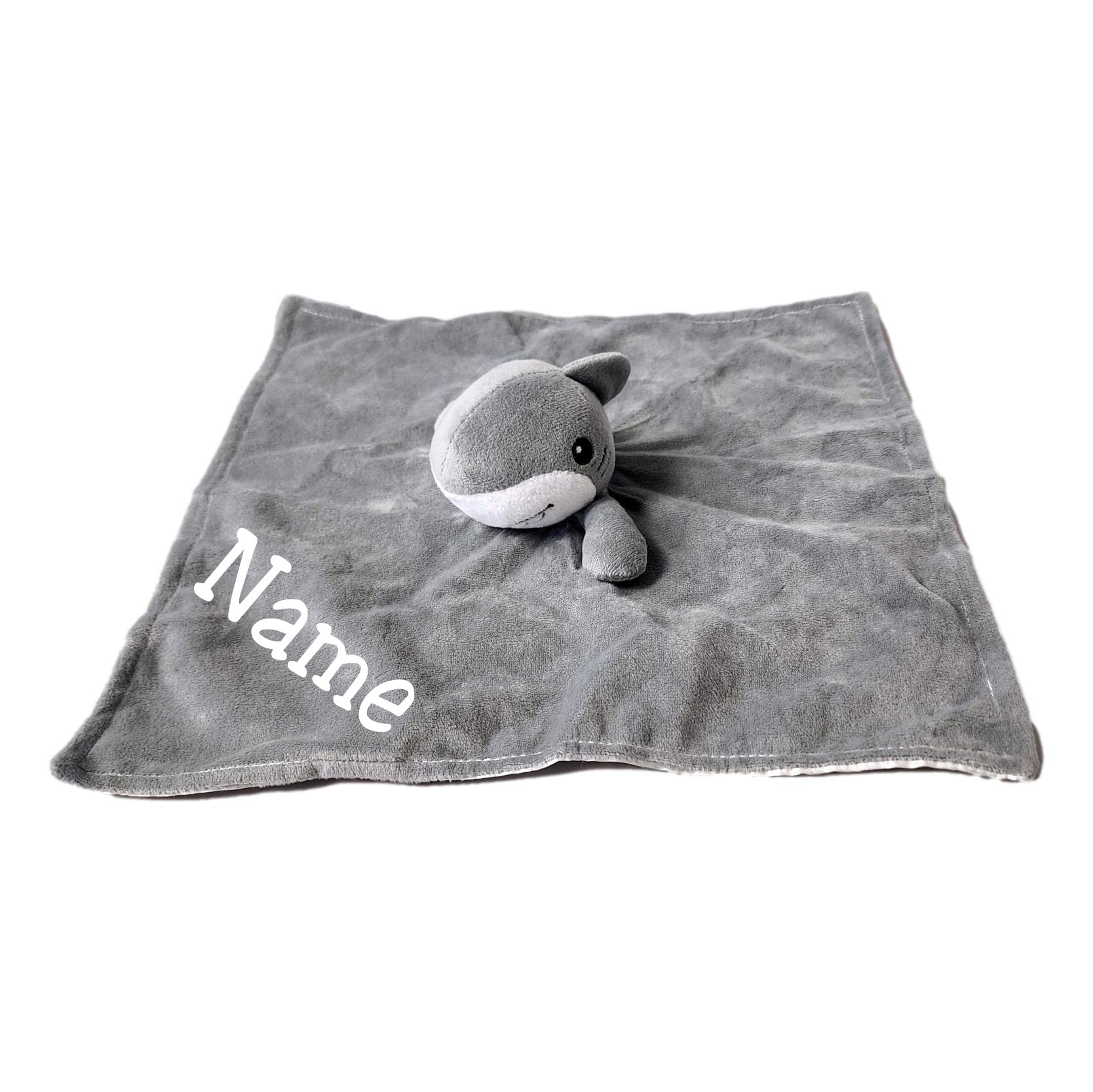 SONA G DESIGNS Personalized Baby Blanket Lovey with Custom Embroidered Name (Shark)