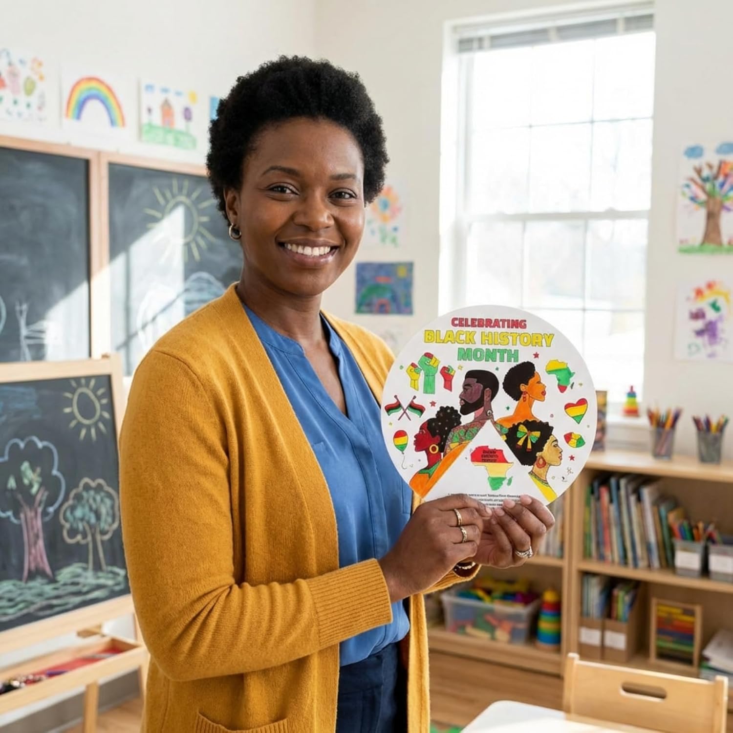 Spiareal 30 Set Black History Month Crafts, Black History Month Coloring Wheel DIY Educational Activity with Silver Fasteners Celebrate African American Group Art Project Supplies