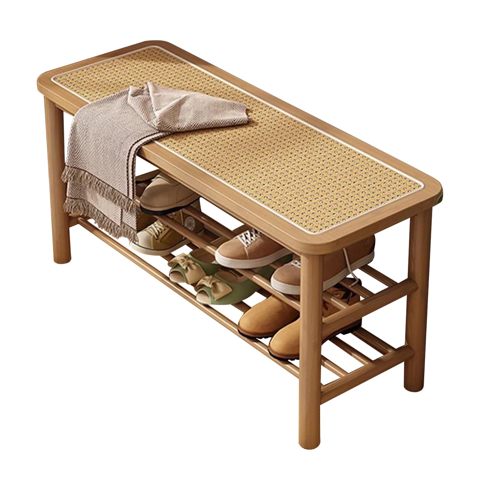 Banc de Rangement à Chaussures en Bois Meuble Entrée Style Ferme Rustique