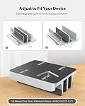Vertical Laptop Stand - AboveTEK - 3 Slots for Computer, Tablet, Phone - Fits All Laptop Models (up to 17.3") - Heavy Duty Polished Aluminum Desktop Holder - Anti Slide Silicone Grips - Silver