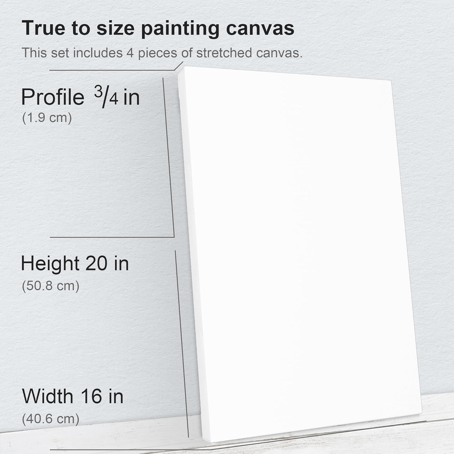 PHOENIX 16x20 Inch 4 Pack Artist Canvas - Large Stretched Canvases for Painting - 3/4 Inch Profile, 100% Cotton 11 Oz. Gesso Primed White Blank Professional Canvas Oil & Acrylic Paints