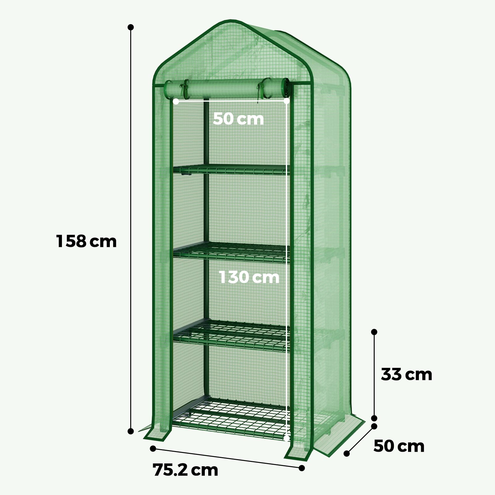 Bamworld Serra da Balcone, Mini Serra 4 Ripiani Portatile con Rivestimento in PE per Piante, Serra per Terrazzo Giardino Invernale, Serra da Balcone per Erbe Aromatiche Fiori con Protezione Antivento