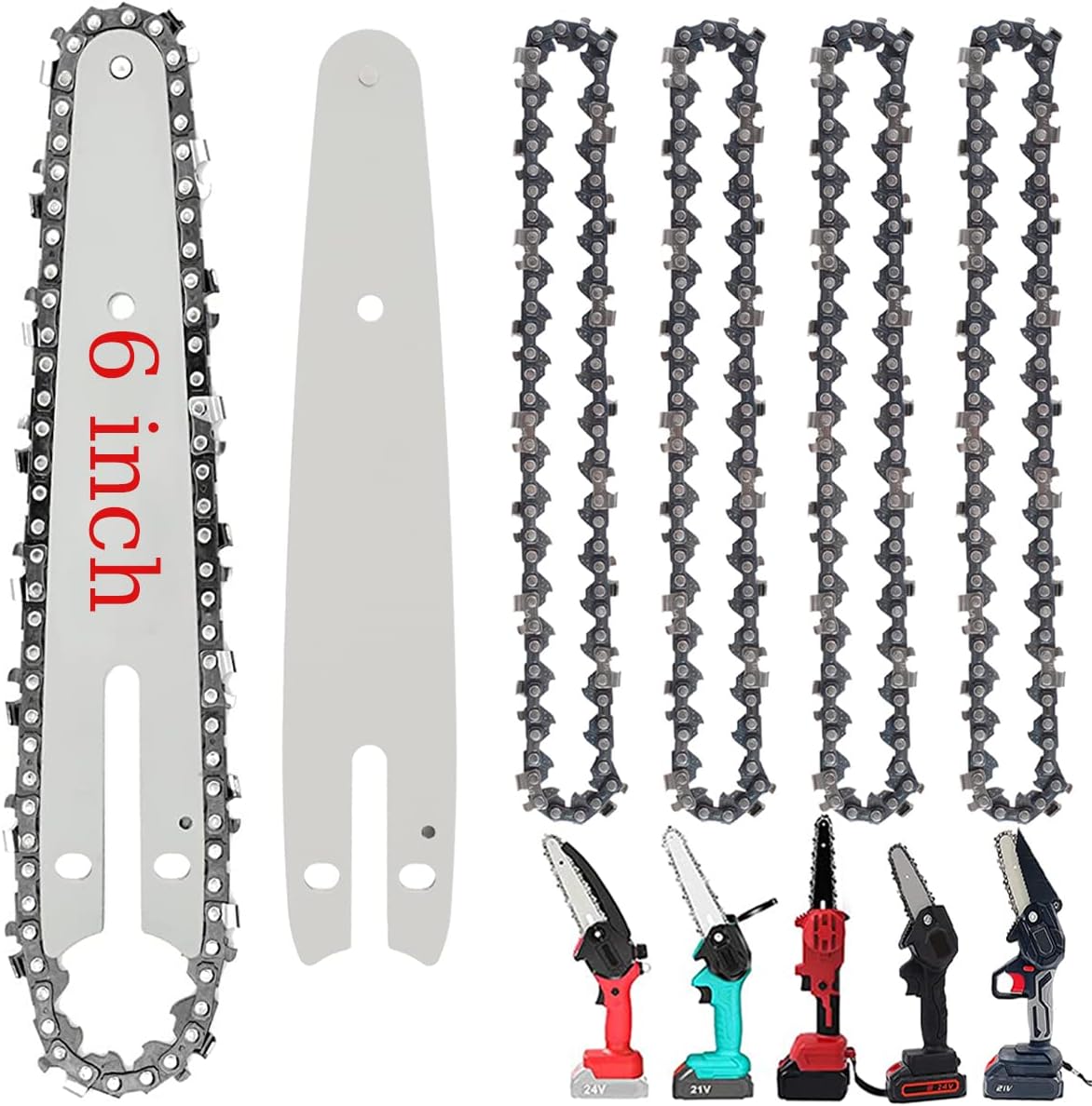 Amazon.com: OKYMOTOR 6 Inch Chainsaw Chain, 5 Pack Chainsaw Chain and 2 ...