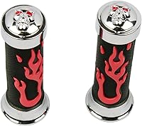 Vista 3 de 7/8 "Rojo 3D Llama Manillar Manillar Agarraderas con 3D Skull End Tapas para 2007 Honda Shadow Sabre 1100