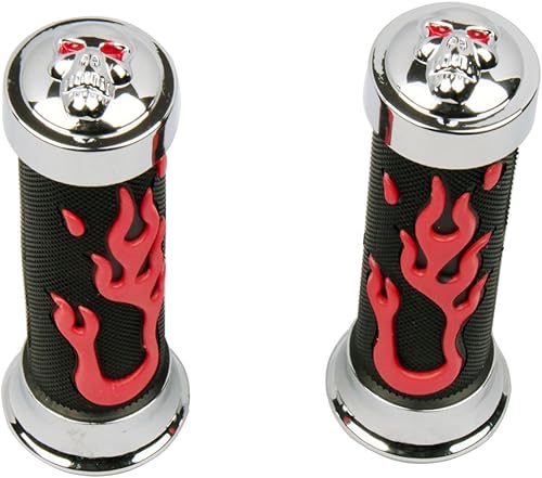 Miniatura 3 de Agarraderas de goma con llama 3D roja con tapas de calavera 3D compatibles con Honda Shadow Sabre 1100 2004
