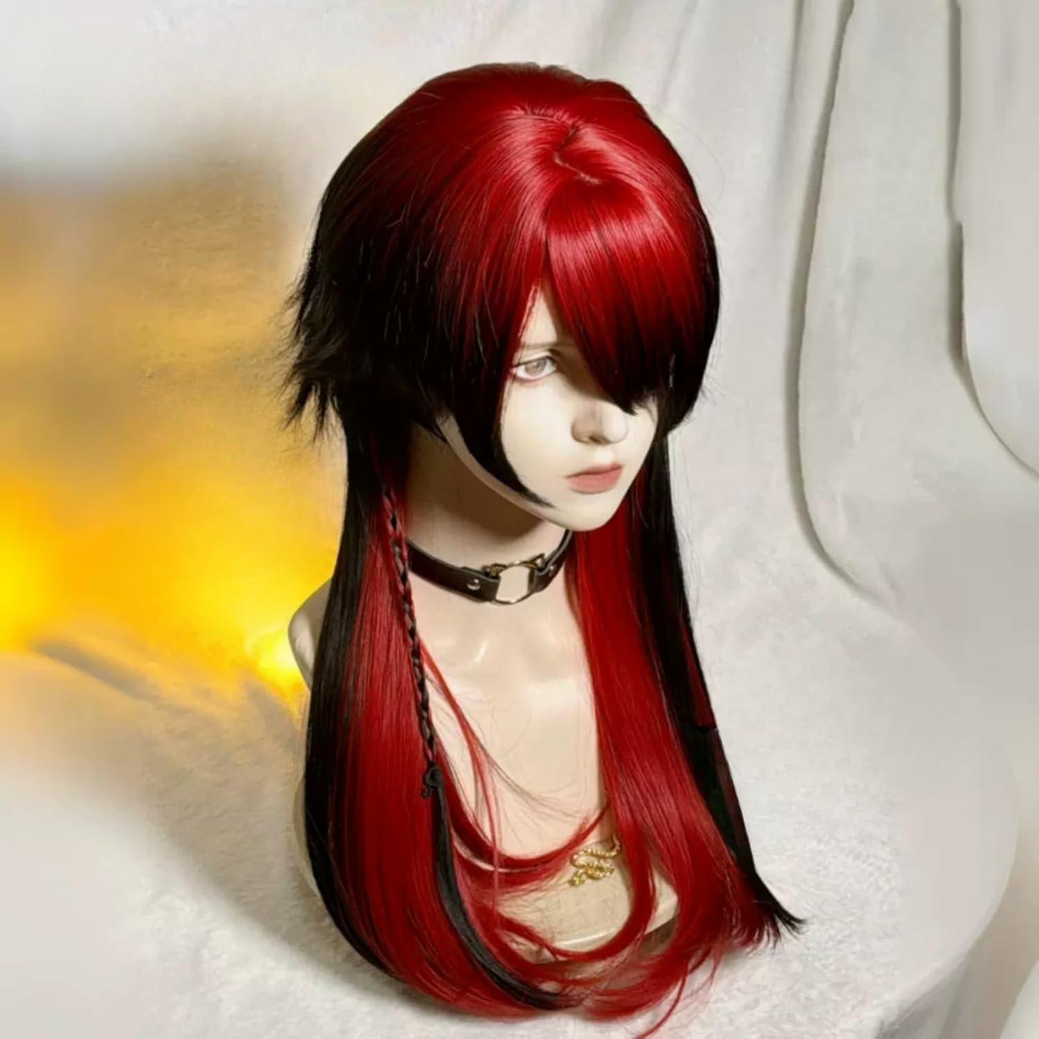 SCORRO Long Straight Drag Wig Orange and Brown Layered Wolf Cut Wig, Jellyfish Hair Orange Gradient Brown Upwarping Mullet Head Wig,Unisex Subculture Y2k Gothic&lolita Wig (Orange and Brown)