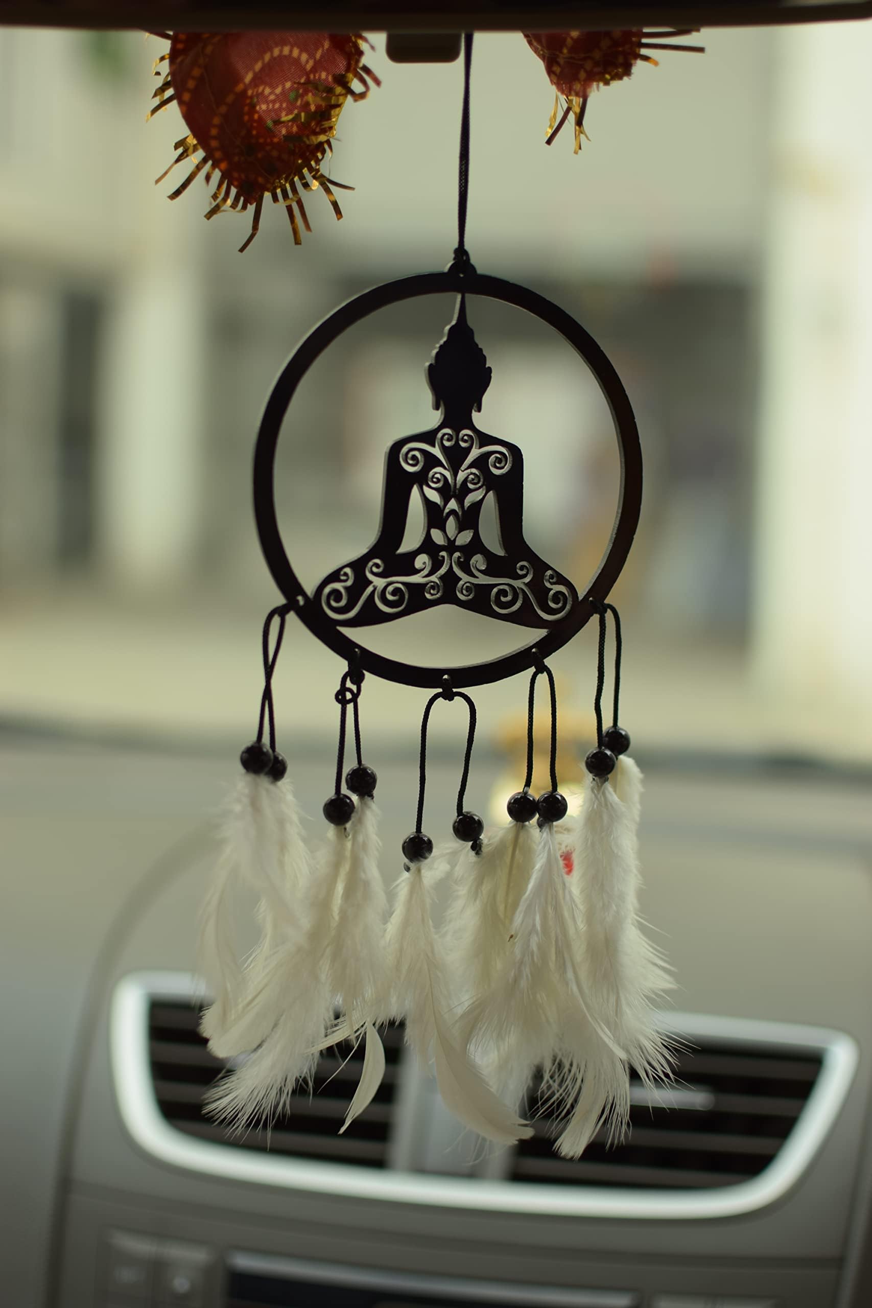 Fancy Lord Shiva car Hanging car Rear View Mirror Decor Ornament Accessories Good Luck Dream Catcher Positive Vibes Balcony,Gift, car, Wind Chimes, Room (Budhha Dream Catcher)
