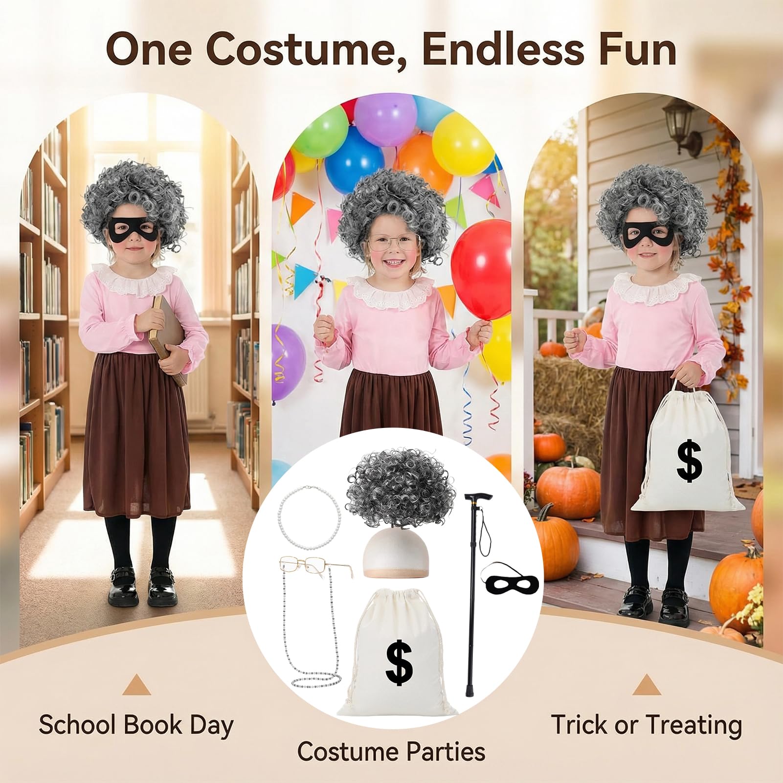 Maryparty Burglar Granny Costume Book Week Fancy Dress Mardi Gras Costumes Gangster Granny Costume for World Book Day Carnival Cosplay (S) - Image 4