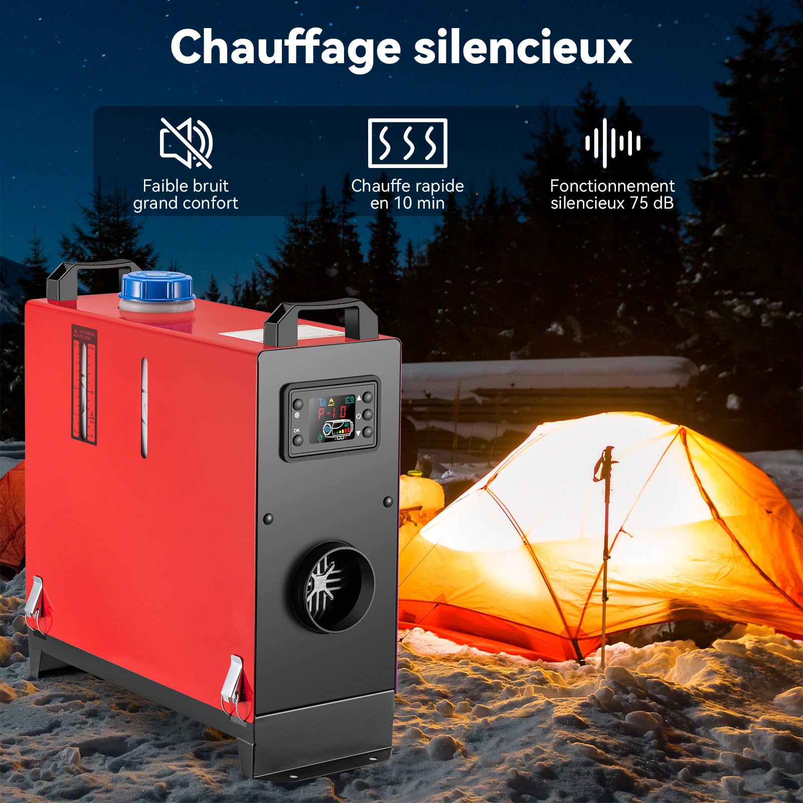 Redriver Standheizung Diesel 8KW, 12V/24V Lufterhitzer, Air Diesel Heizung mit Schalldämpfer, 0.1-0.25L/h, LCD Schalter u. Fernbedienung für Auto RV Boote LKW KFZ PKW Wohnmobil