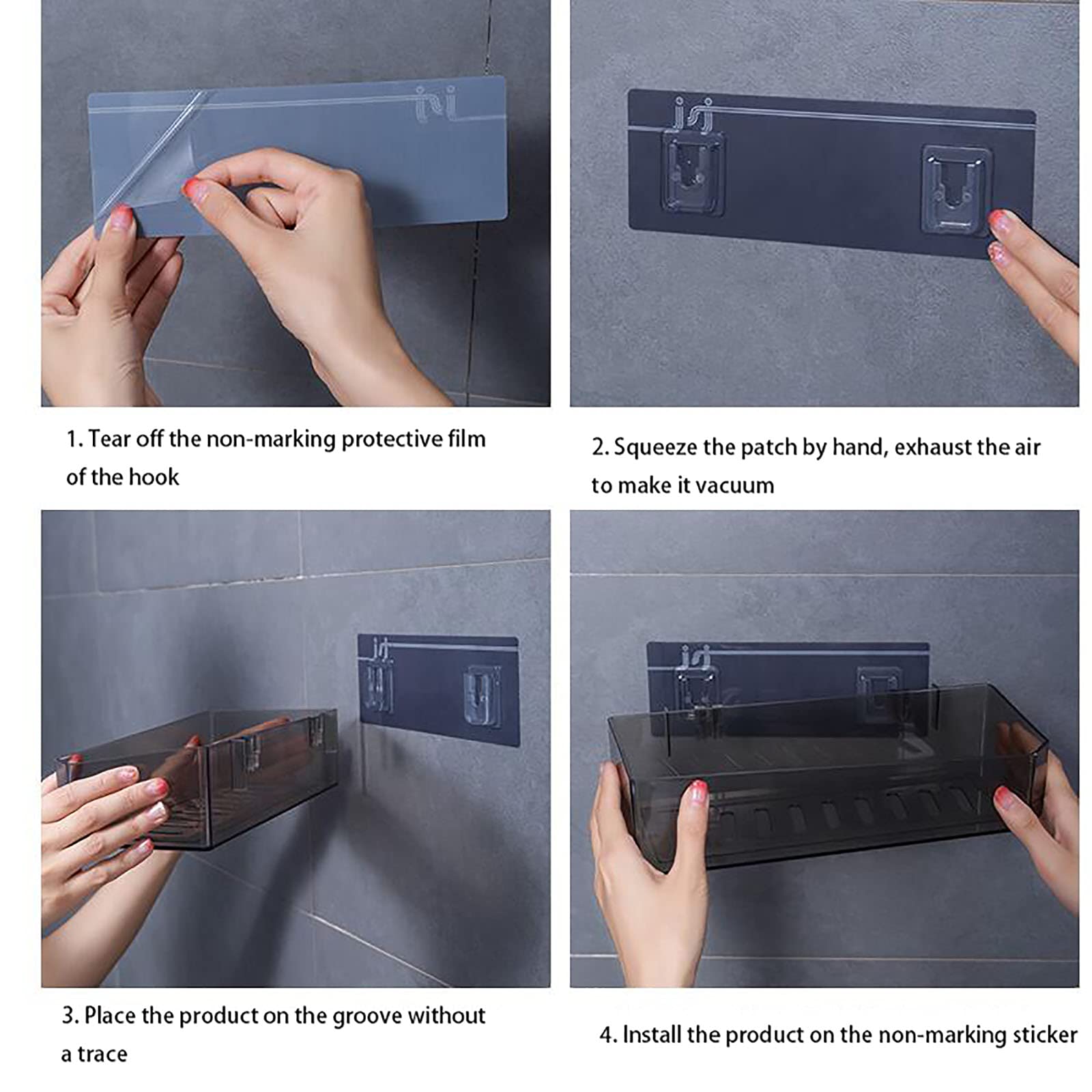 estantes de baño exquisitos Almacenamiento de baño Adhesivo montado en la Pared estantería de Ducha Estante de baño sin Perforaciones para Cocina baño Inodoro/Negro