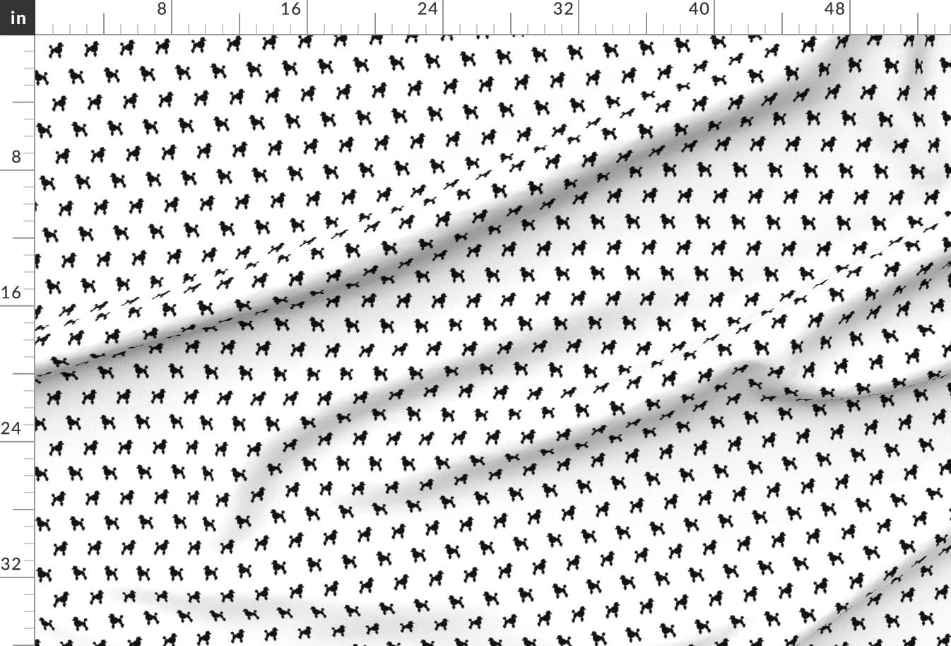 Spoonflower Fabric - Poodle Black Dogs Pet Silhouette Dog White Puppy Canine Printed on Upholstery Velvet Fabric Fat Quarter - Upholstery Home Decor Bottomweight Apparel