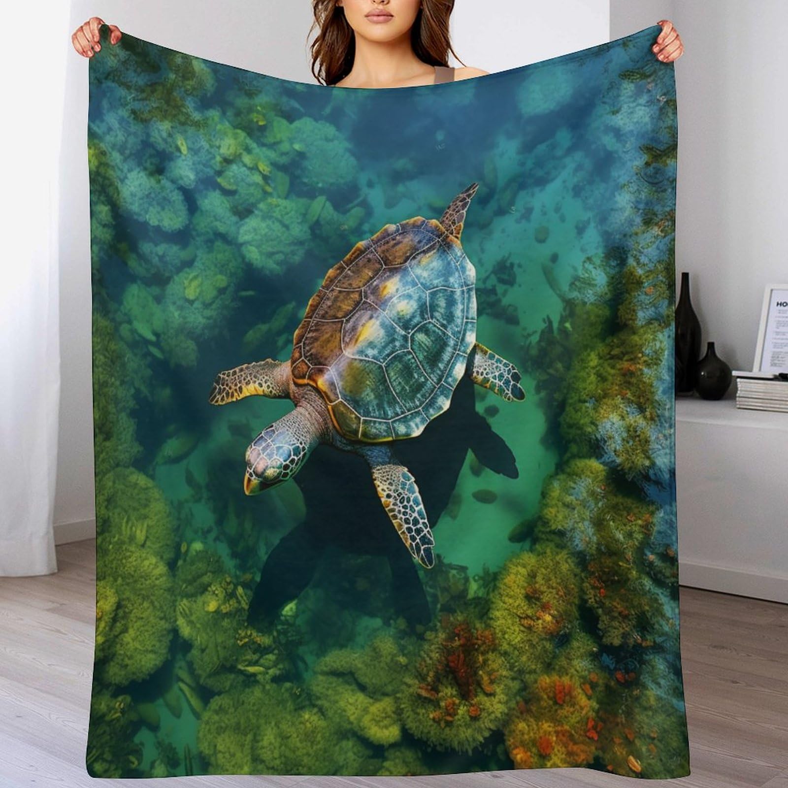 Couverture tortue de mer flannel légère pour éviter les frissons nocturnes