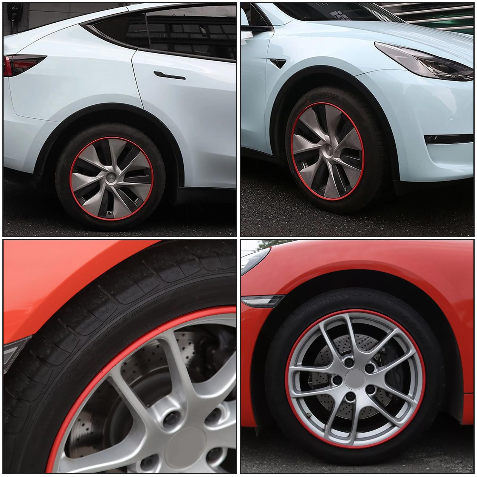 4 Stück Felgenschutz Nylon Uberturbine-Rad–Streifen zur Verhinderung von Bordsteinausschlägen, für Tesla Model 3/y (Schwarz, fit 18 Zoll Rad)