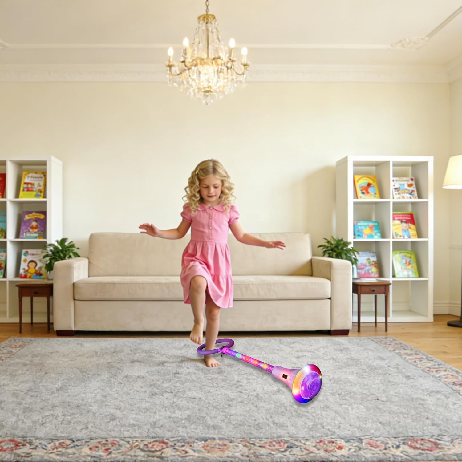 Rechargeable Skip Ball for Kids,Ankle Flashing Jump Toy Purple with LED Lights and Digital Counter, Girls Women Birthday, for Age 5 6 7 8 9 10 11 12,Indoor Outdoor Outside Sports Games