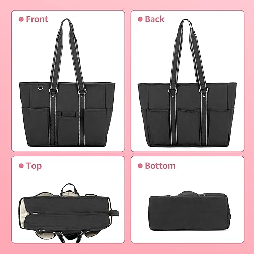 Miniatura 4 de Damero Bolsas de mano para enfermera, bolsa de enfermera con funda acolchada para laptop y múltiples bolsillos para el trabajo, cuidado de la salud