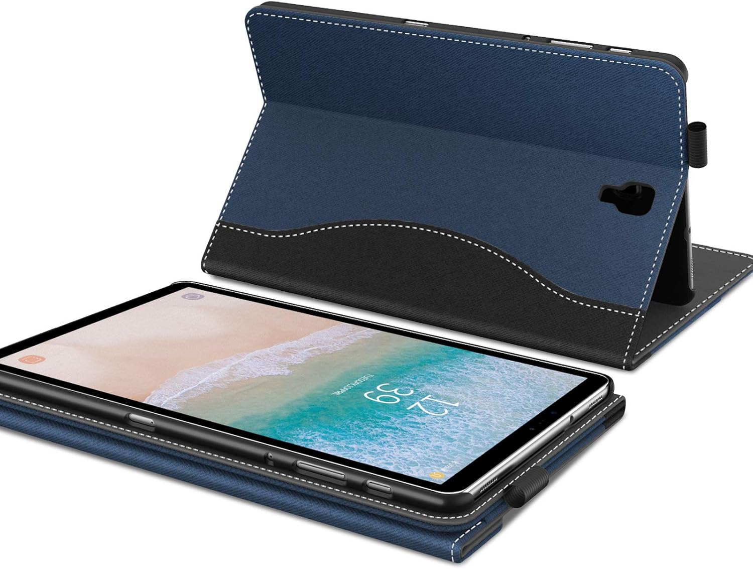INFILAND Galaxy Tab A 10.5 Case, Multi-Angle Business Cover with Back Pocket Compatible Galaxy Tab A 10.5-Inch SM-T590/T595/T597 2018 Release Tablet (Support Auto Wake/Sleep), Navy