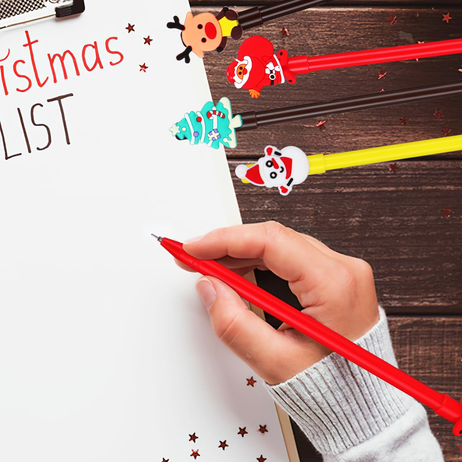 NUOBESTY 5 Set Tavolo Dell'albero Di Natale Penna Albero Di Natale Artificiale Cancelleria Per Le Vacanze Recinti Di Renne Penne A Inchiostro Gel Per Cartoni Animati Plastica Pezzi * 5