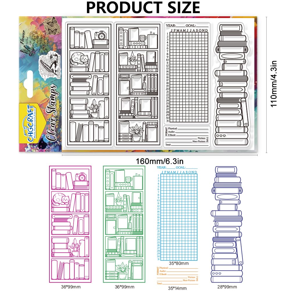 CHGCRAFT Bookcase Reading Records Puppy Clear Silicone Stamps - Image 2