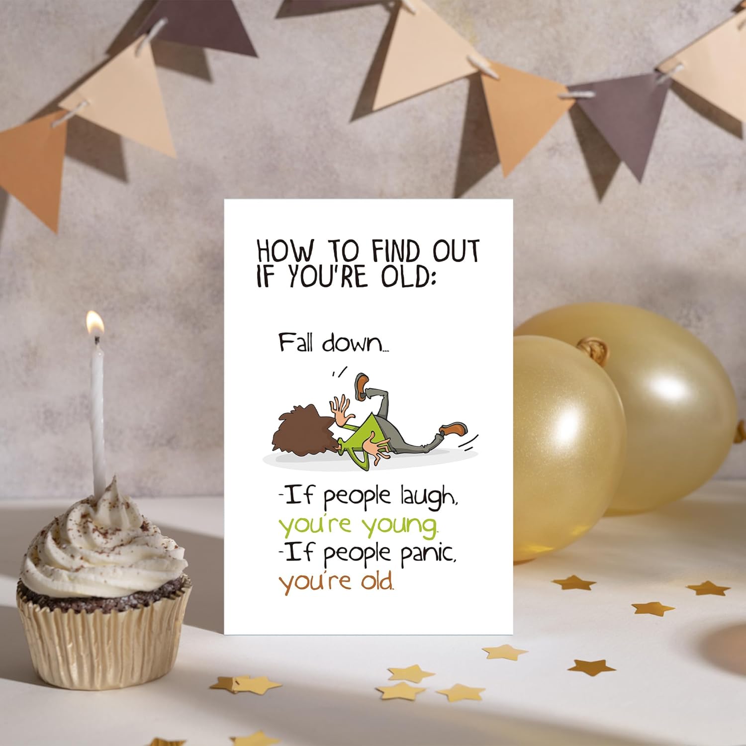 Funny Birthday Card for Him Her, Hilarious Birthday Cards for Men Women, Snarky Humour Birthday Card for Friends, How to Find Out If You're Old, Fall Down... - Image 6