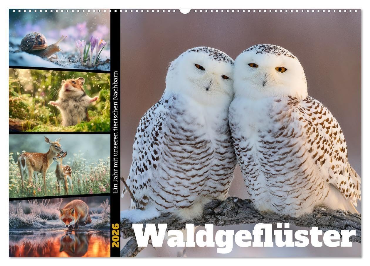 Waldgeflüster (Wandkalender 2026 DIN A2 quer), CALVENDO Monatskalender: Ein herzerwärmender Jahreskalender mit wunderschönen, realistischen Bildern heimischer Waldtiere. (CALVENDO Tiere)