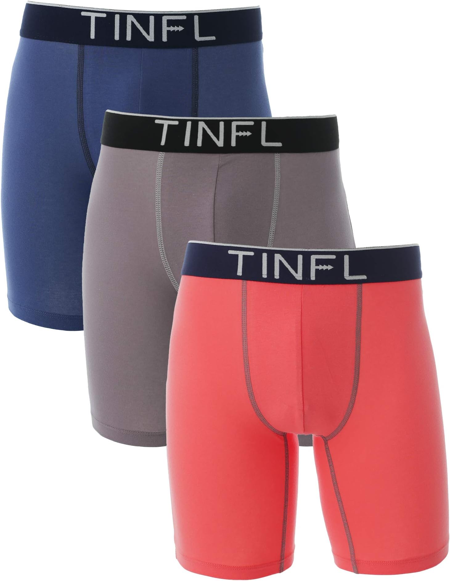 TINFL Big Boys Long Leg Boxer Briefs 3-Pack Underwear Set HD-006 M