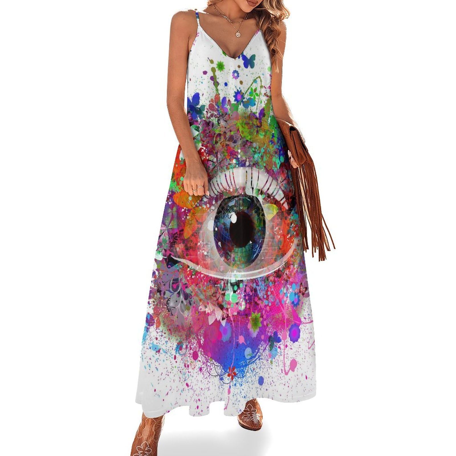Robe longue oeil coloré d'été pour femme - Style bohémien - 7