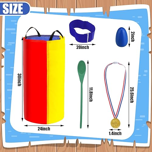 Miniatura 5 de Juego de 53 piezas para césped al aire libre, carnaval, sacos de patatas, bolsas de carreras de huevos y cucharas, anillo de carrera, bolsa de