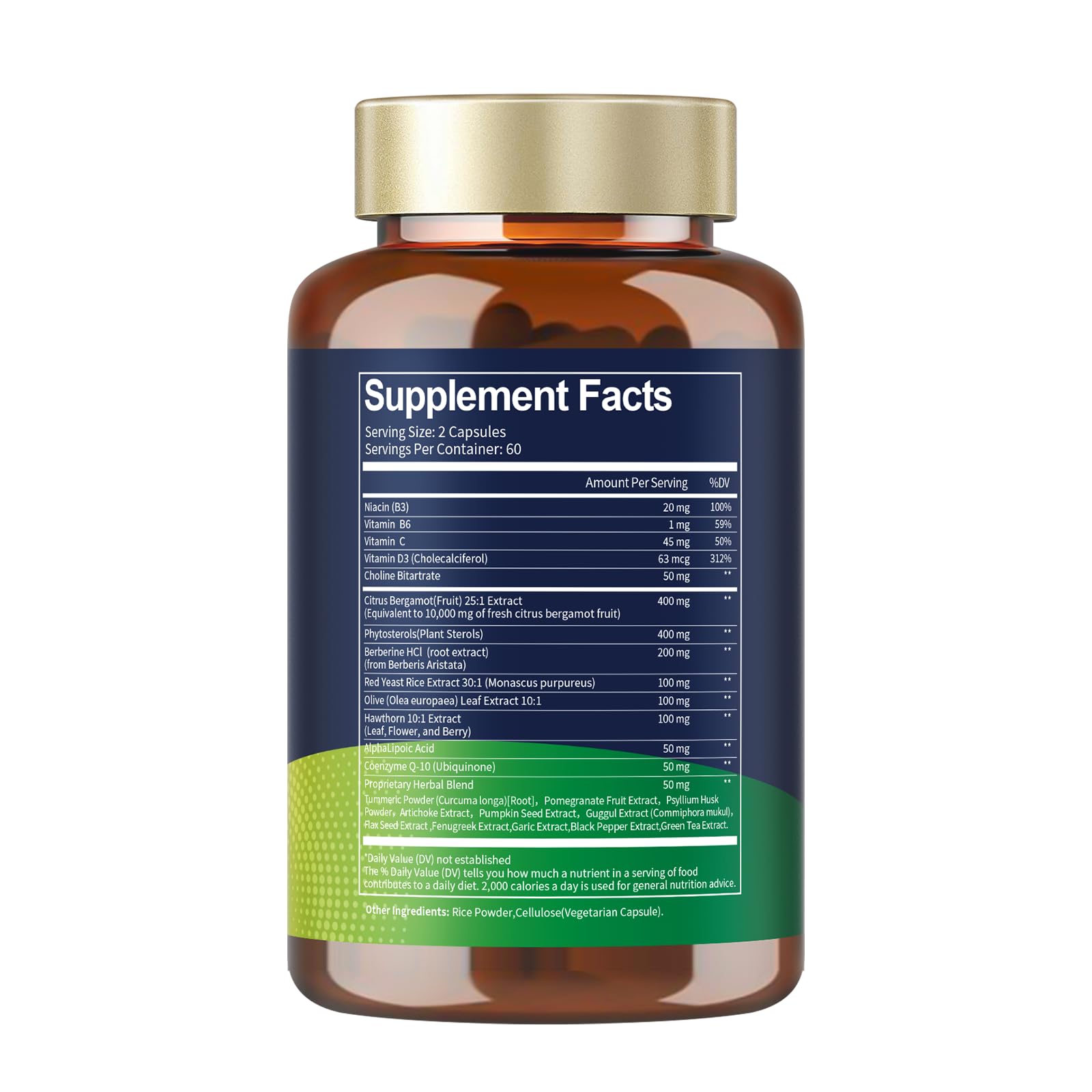 Citrus Bergamot Supplement for High Cholesterol - Italian Citrus Bergamot & Plant Sterols Stanols Natural Way to Balance Cholesterol Level, Vegan, Non-GMO, 120 Counts — Amazon image 8