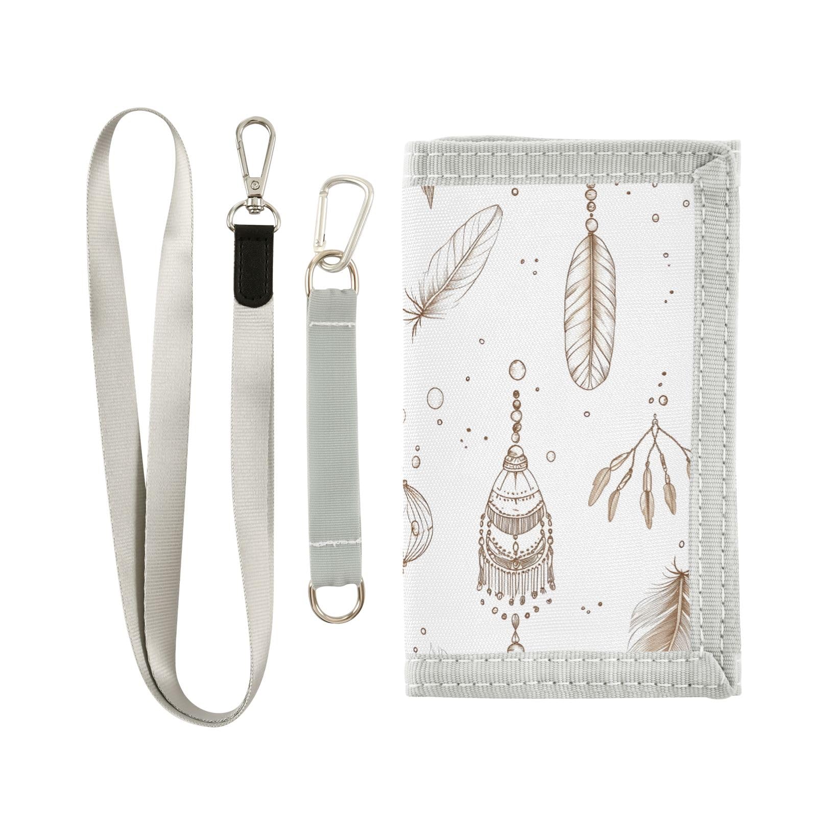 ALAZA Kids Wallets for Boys Girls Toddler Trifold Wallet Children Small Feather White with Zipper Coin Pocket