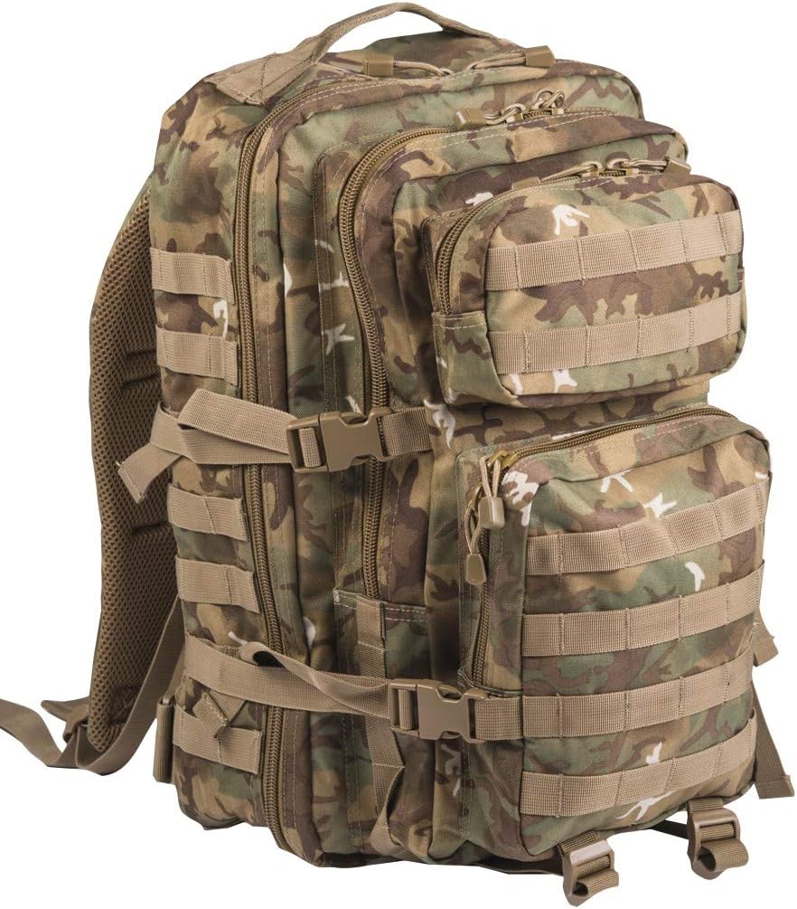 Mil-Tec Unisex Assault Pack - Rugged Durable Lightweight Ergonomic Versatile Tactical Outdoor Camping Hiking Backpack with Adjustable Padded Shoulder Straps & MOLLE Loops, Phantomleaf WASP I Z3A, 36L